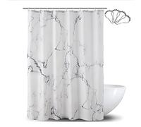 DeKeLaiFu Fabric Marble Shower Curtains for Bathroom Mould Proof Resistant with Steel Hooks, Gray and White Shower Curtain Marble Design with 3D Crack Bathroom Decor, Heavy-duty Waterproof, 180x180cm