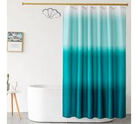 DeKeLaiFu Fabric Shower Curtain Blue Teal Ombre Aqua Shower Curtain Ocean with Steel Hooks, Abstract Shower Curtains Bathroom Mould Proof Resistant, Weighted Waterproof, 180x180cm (Ombre Ocean Blue)