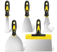 DEKEones 5 PCS Wallpaper Scrapers Set, Stainless Steel Putty Knife Set Include 4 Paint Scrapers and 1 Multi Scraper Tool, Filling Paint Stripper for Drywall Decals (1" 3" 4" 6" 10")