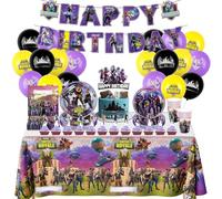 Dekewe 82 Pcs Birthday Decorations, Video Game Party Decorations Party Supplies Plates Cups Napkins Tablecloth Balloons, Kids Tableware Set for 10 Guests