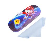Dekewe Anime Cartoon Eyeglasses Case, Cute Hard Shell Eyeglasses Cases Kids Glasses Case, Super Bro Glasses Case PU Leather Eyeglass Case With 4Pcs Glasses Cloth for Boys Girls Teen
