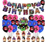 Dekewe Birthday Decoration, Themed Gorilla Tag Birthday Balloons Set for Birthda y Party, Theme Birthda y Party Supplies with Happy B irthday Banner, Cake Toppers and Balloons