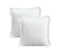 Dekeyoo 26x26 Euro Sham Covers，Ruffled Square White Euro Pillow Shams Covers Set of 2, 100% Brushed Microfiber 26x26 inches Bedding Pillow Cover with Envelope Closure White