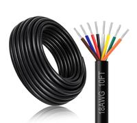 DEKIEVALE 18 Gauge 8 Conductor Electrical Wire, 10FT 18AWG Black PVC Stranded Tinned Copper 8 Wire Cable, 18/8 Cord Extension Cable
