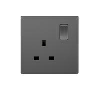 Dekken DE011SG 13A 1G DP Switched Socket Shadow Grey Finish Square Edge