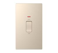 Dekken DE028CGS 45A DP 2G Plate Cooker Switch with Neon - Champagne Gold, Square Edge Design Range