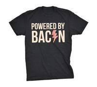 DEKKRYLABZAA Trendy T-Shirt Taitai Men's Powered by Bacon Funny Food Love Apparel Sarcastic Saying GiftBalck Black L
