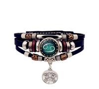 DEKKRYNFV 12 Constellations Multilayered Handchain Zodiacs Artificial Leather Unisex Accessory For Daily Wear Glowing Zodiacs Charm Everyday Jewelry