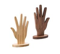 DEKKRYNFV 2pcs Natural Wood Handcrafted Jewelry Display Hands for Rings Bracelets Hand Accessories Holder for Home Or Shop Use Jewelry Exhibition Display