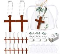 DEKKRYNFV 50 Pieces Wood Set Baby Shower Guest Keychains Organza Bags Thank You Tags Decoration For Baptism Birthday Gifts Keychains