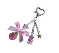 DEKKRYNFV Bear Star Bowknot Pendant Keychain Versatile Bag Charm Colorful Beaded Keyring Handmade Decoration for Bags and Phones Stylish Phone Charm