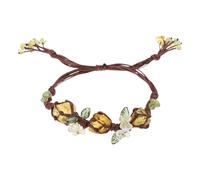 DEKKRYNFV Braided with Natural Fluorite Crystal Stone Wristchain Adjustable Length Handchain for Everyday Wear Friendship Necklace