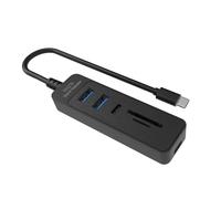 DEKKRYNFV Compact 5-Port Splitter With 2 Card Readers & Simultaneous Data Sync For Laptop Smartphone SSD USB C Adapter For Data Transfer