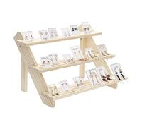 DEKKRYNFV Earring & Holder Removable Showcase Simple Frame Rack Wood Stair Shelf & Display 2/3/4-Tier Soild Wood Color Retail Display Earring & Holder Stand Wood Study