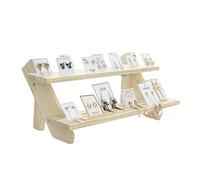 DEKKRYNFV Earring & Holder Removable Showcase Simple Frame Rack Wood Stair Shelf & Display 2/3/4-Tier Soild Wood Color Retail Display Earring & Holder Stand Wood Study