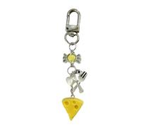 DEKKRYNFV Elegant Beaded Keychain Cheese Pendant Phone Lanyard Decors Handicraft Car Keyring Backpack Bag Accessory Fun Cheese Keychain