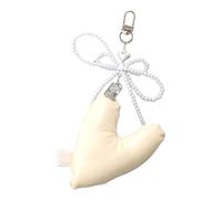 DEKKRYNFV Fashion Keychain Phone Charm Unique Keyring Beaded Bowknot Padded Heart Bag Pendant Accessory For Backpack Handbag Purse Trendy Holder