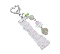 DEKKRYNFV Fashionable Ribbon Beadwork Keychain Adorable Ballet Themed Lace Ribbon Bead Phone Charm Keychain with Fashion