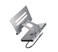DEKKRYNFV Foldable USB C Adapter Stand With PD100W Charging 1000Mbps Ethernet Adjustment Height Heat Dissipation Aluminum Alloy Portable USB C Dock With Cooling