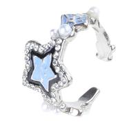 DEKKRYNFV Gothic Punk Open Star Adjustable Copper Jewelry Women Open Rings