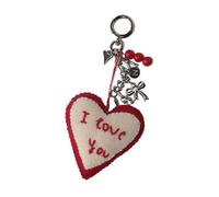 DEKKRYNFV Handmade Wool Felt Heart Keychain Elegant Handfelt I Love You Heart Key Accessory Stylish Keychain for Gifting