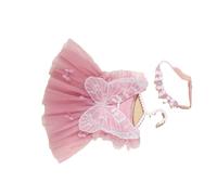 DEKKRYNFV Infant Princess Photo Outfit Layered Tulle Dress With Matching Butterfly Hairband Newborn Memory Comfortable Infant Photography Costume