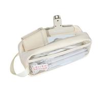 DEKKRYNFV Large Capacity Pencil Case Water Resistant Clear PVC Pouches Zippered Bag with Portable Handle for Student Portable Pencil Bag