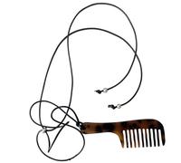 DEKKRYNFV Leopard Print Resin Comb Necklace Long Sweater Chain Adjustable Black Cord Neckchain Accessory for Fashionable Women Adjustable Length Necklace