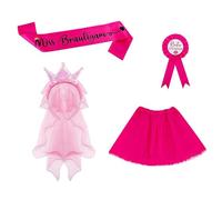 DEKKRYNFV Men’s Bachelor Party Costume Set Pinkness Tutu Skirt Crowns Headband Sash Badge For Wedding Stag Night Decorations Men's Bachelor Costume Accessories