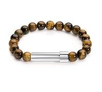 DEKKRYNFV Natural Stone Wristband 8mm Beads For Women Men Girl Lady Stretchable Beaded Bangle Birthday Party Volcanic Stone Agate Eye Crystal Beaded Jewelry For Women Men