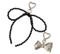 DEKKRYNFV Practical Bowknot Ties and Pearls Keychain Charm Pendant Set Sturdy Alloy Bag Ornaments for The Modern Woman Daily Use Elegant Butterfly Bowknot Charm