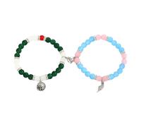 DEKKRYNFV Set of 2 Unique Couple Bracelets with Beads Charm Adjustable Wristbands Perfect for Friend Or Lover Present Trendy Anime