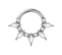 DEKKRYNFV Simple Crystal Nose Rings Septum Clickers Stainless Steel Piercing Accessory For Ear Cartilage Elegant Body Jewelry Music Festival Accessories