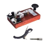 DEKKRYNFV Sound And Light Manual Morse Code 3.5mm Cable Wood Base K8 Training Shortwave Practice Board Simulated Morse Code Transmission