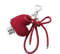 DEKKRYNFV Sweet Bows Keychain Car Chains Lovely Bowknot Keyring Bag Charm Handbag Plush Heart Keyholders Phone Bowknot Keyring Plush Heart Car Chain Bows Keychain Pendant Bag Decoration