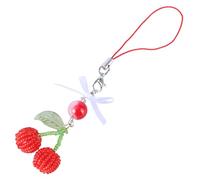 DEKKRYNFV Sweet Phone Chain Strap Lanyard Beaded Cherries Pendant Phone Charm Hanging Decoration Lovely Phone Accessories Phone Pendant Strap Lanyard for Key Cartoon Charm Chain