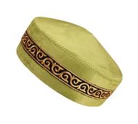 DEKKRYNFV Traditional Blue Skull Caps Soft Polyester Religious Ceremony Cultural Embroidered Headwear Stage Costume Ethnic Performances Headwear