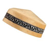 DEKKRYNFV Traditional Blue Skull Caps Soft Polyester Religious Ceremony Cultural Embroidered Headwear Stage Costume Ethnic Performances Headwear
