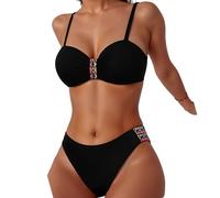 DEKKRYNFV Two Piece High Waist Swimsuit for Women Backless Bathing Suit with Adjustable Strap and Back Tie for Beach Vacations Women Athletic Swimwears Set
