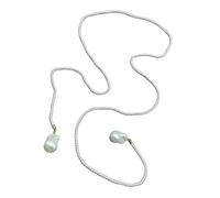 DEKKRYNFV Two Tiers Green Spinel Crystals With White Pearls Necklace Adjustable Length Chain for Daily Wear