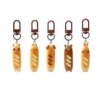 DEKKRYNFV Unique Dog and Bear Shaped Keychains French Bread Charm Keyring Resin Alloy Bag Pendant for Women Girls Decorative Accessory
