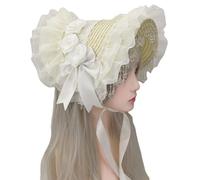 DEKKRYNFV Victorian Punk Widows Hat With Ornate Lace Trim Gothic Cosplay Headwear For Themed Parties & Photography Comfortable Gothic Headwear