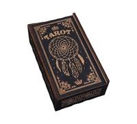 DEKKRYNFV Wood Tarots Card Storage Case Portable Tarots Card Box Astrology Divination Storage Case Push Pull Container Astrology Trinkets Box Playings