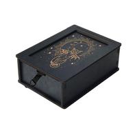 DEKKRYNFV Wood Tarots Card Storage Case Portable Tarots Card Box Astrology Divination Storage Case Push Pull Container Box Portable Container