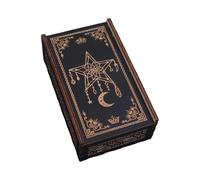 DEKKRYNFV Wood Tarots Card Storage Case Portable Tarots Card Box Astrology Divination Storage Case Push Pull Container Astrology Trinkets Box Playings