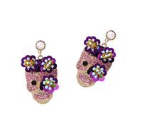 DEKKRYNFV Zircon Inlaid Skull Studs Earrings Versatile Skull Ear Studs Adorned with Zircon and Glittering for Various Occasions Personality Statement Jewelry