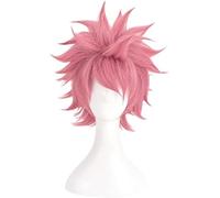 Deklopoa Anime FAIRY TAIL Cosplay Wig, END Natsu Pink Fluffy Short Hair Role Play Halloween Party Wigs + Wig Cap
