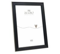 Deknudt Frames - classic photo frame for 21 x 29.7 cm photo - black with silver bevel - for photos, posters or posters - S244E2 - to stand or hang
