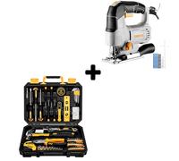 DEKO 100 Piece Home Repair Tool Set Bundled with 550W Electric Jigsaw Tool