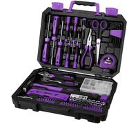 DEKO 138 Piece Tool Kit Complete Home Tool Set with Claw Hammer, Adjustable Wrench, Combination Pliers, Screwdriver Set, Tape Measure - Basic Household Repair Toolbox for DIY Projects,(Purple)